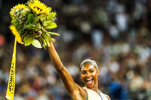ZÜRICH, SWITZERLAND - AUGUST 27: Masai Russell of the United States (USA) reacts after the world record in the womens 100 m hurdles at Diamond League: Weltklasse Zürich on August 27, 2026 in the Stadion Letzigrund, Zürich, Switzerland. Copyright: xUlfxSchillerx