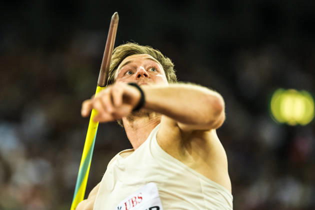 ZÜRICH, SWITZERLAND - AUGUST 27: Thomas Röhler of Germany (GER) competes in the javelin throw at Diamond League: Weltklasse Zürich on August 27, 2026 in the Stadion Letzigrund, Zürich, Switzerland. Copyright: xUlfxSchillerx