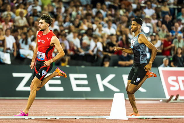 ZÜRICH, SWITZERLAND - AUGUST 27: Ramon Wipfli of Switzerland (SUI) and Ivan Pelizza of Switzerland (SUI) competes in the 800 m at Diamond League: Weltklasse Zürich on August 27, 2026 in the Stadion Letzigrund, Zürich, Switzerland. Copyright: xUlfxSchillerx