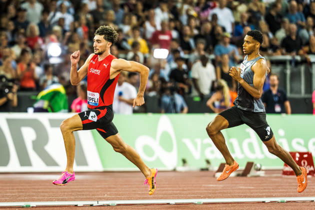 ZÜRICH, SWITZERLAND - AUGUST 27: Ramon Wipfli of Switzerland (SUI) and Ivan Pelizza of Switzerland (SUI) competes in the 800 m at Diamond League: Weltklasse Zürich on August 27, 2026 in the Stadion Letzigrund, Zürich, Switzerland. Copyright: xUlfxSchillerx