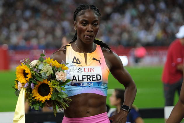 RECORD DATE NOT STATED Saint Lucia Julien Alfred wins the 100m during Weltklasse 2026, the Zurich stage of Diamond League Copyright: xSergioxBrunettix