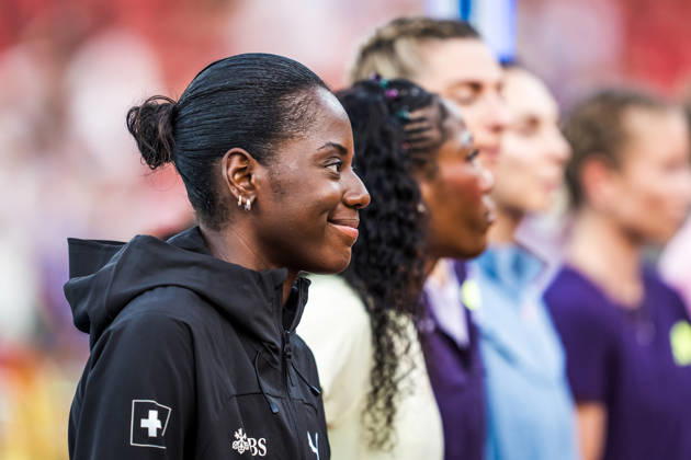 ZÜRICH, SWITZERLAND - AUGUST 27: Marithe-Therese Engondo of Switzerland (SUI) during the presentation of the womens high jump at Diamond League: Weltklasse Zürich on August 27, 2026 in the Stadion Letzigrund, Zürich, Switzerland. Copyright: xUlfxSchillerx