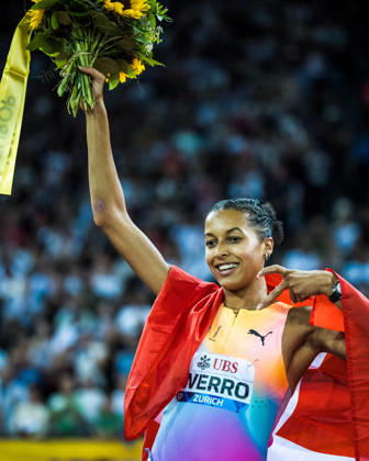 ZÜRICH, SWITZERLAND - AUGUST 27: Audrey Werro of Switzerland (SUI) poses after the womens 800 m at Diamond League: Weltklasse Zürich on August 27, 2026 in the Stadion Letzigrund, Zürich, Switzerland. Copyright: xUlfxSchillerx