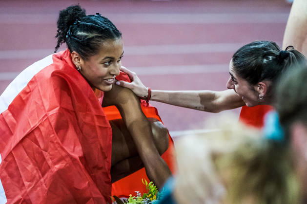 ZÜRICH, SWITZERLAND - AUGUST 27: Audrey Werro of Switzerland (SUI), left, and Veronica Vancardo of Switzerland (SUI), right, after the womens 800 m at Diamond League: Weltklasse Zürich on August 27, 2026 in the Stadion Letzigrund, Zürich, Switzerland. Copyright: xUlfxSchillerx