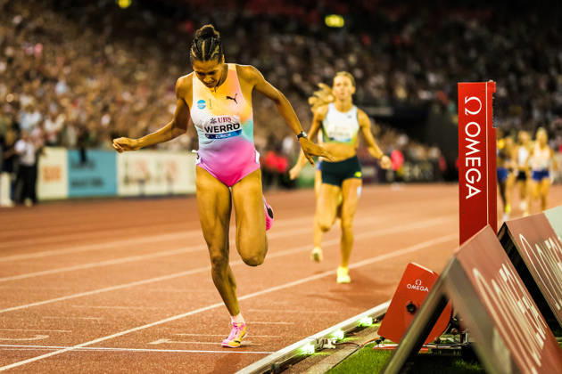 ZÜRICH, SWITZERLAND - AUGUST 27: Audrey Werro of Switzerland (SUI) finishes the womens 800 m at Diamond League: Weltklasse Zürich on August 27, 2026 in the Stadion Letzigrund, Zürich, Switzerland. Copyright: xUlfxSchillerx