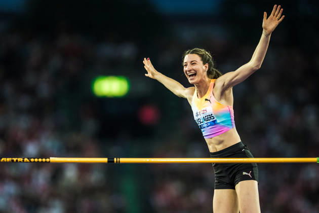 ZÜRICH, SWITZERLAND - AUGUST 27: Nicola Olyslagers of Australia (AUS) celebrates in the womens high jump at Diamond League: Weltklasse Zürich on August 27, 2026 in the Stadion Letzigrund, Zürich, Switzerland. Copyright: xUlfxSchillerx