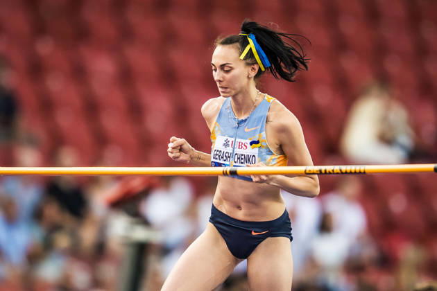 ZÜRICH, SWITZERLAND - AUGUST 27: Iryna Gerashchenko of Ukraine (UKR) celebrates in the womens high jump at Diamond League: Weltklasse Zürich on August 27, 2026 in the Stadion Letzigrund, Zürich, Switzerland. Copyright: xUlfxSchillerx