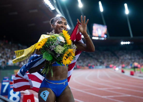 Athletics Diamond League meet in Letzigrund Stadium, Zurich, Switzerland Masai RUSSEL (USA) sets a world record in the womens 100m hurdles at the Weltklasse Diamond League meet in Letzigrund Stadium, Zurich, Switzerland on August 27, 2026. ZURICH SWITZERLAND  Copyright: xMatrixxImagesxYonathanxKellermanx