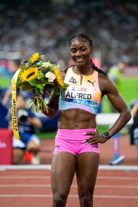 Athletics Diamond League meet in Letzigrund Stadium, Zurich, Switzerland Julien ALFRED from Saint Lucia wins the womens 100m in 10.70s (NR) at the Weltklasse Diamond League meet in Letzigrund Stadium, Zurich, Switzerland on August 27, 2026. ZURICH SWITZERLAND  Copyright: xMatrixxImagesxYonathanxKellermanx