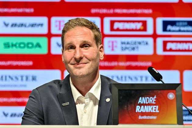 DEB Pressekonferenz; 27.08.2026 MUNICH, GERMANY - 27. AUGUST: im Bild der neue Eishockey Bundestrainer der deutschen Nationalmannschaft - Andre RANKEL auf der Pressekonferenz im SAP Garden in München Copyright: xBEAUTIFULxSPORTS Goldbergx