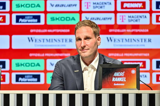 DEB Pressekonferenz; 27.08.2026 MUNICH, GERMANY - 27. AUGUST: im Bild der neue Eishockey Bundestrainer der deutschen Nationalmannschaft - Andre RANKEL auf der Pressekonferenz im SAP Garden in München Copyright: xBEAUTIFULxSPORTS Goldbergx