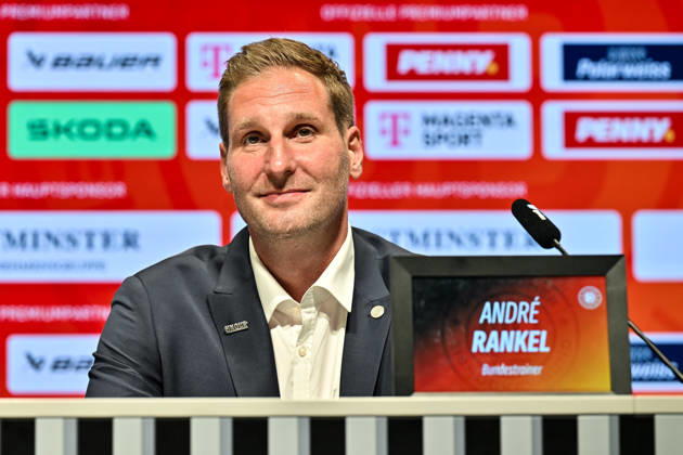 DEB Pressekonferenz; 27.08.2026 MUNICH, GERMANY - 27. AUGUST: im Bild der neue Eishockey Bundestrainer der deutschen Nationalmannschaft - Andre RANKEL auf der Pressekonferenz im SAP Garden in München Copyright: xBEAUTIFULxSPORTS Goldbergx