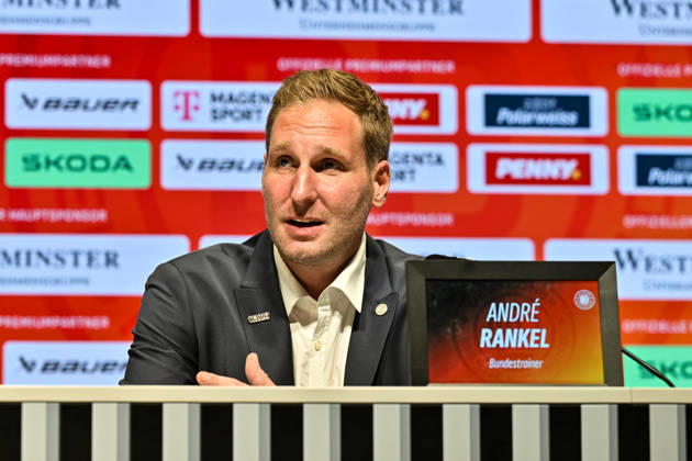 DEB Pressekonferenz; 27.08.2026 MUNICH, GERMANY - 27. AUGUST: im Bild der neue Eishockey Bundestrainer der deutschen Nationalmannschaft - Andre RANKEL auf der Pressekonferenz im SAP Garden in München Copyright: xBEAUTIFULxSPORTS Goldbergx