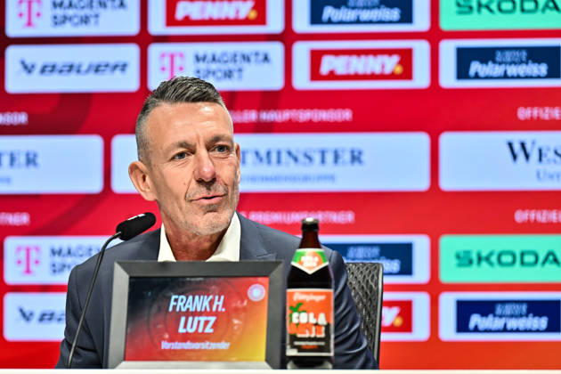 DEB Pressekonferenz; 27.08.2026 MUNICH, GERMANY - 27. AUGUST: im Bild der Vorstandsvorsitzende des DEB - Frank H. LUTZ auf der Pressekonferenz im SAP Garden in München Copyright: xBEAUTIFULxSPORTS Goldbergx