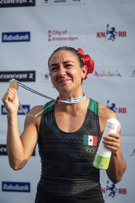 Amsterdam The Netherlands 27th August 2026 2026 World Rowing Championships on the Bosbaan in Amsterdam Lightweight Women s Single Sculls Final A (Final) Medal ceremony Kenia Lechuga Alanis (MEX) wins gold. watersport,