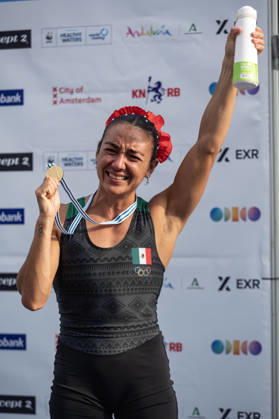 Amsterdam The Netherlands 27th August 2026 2026 World Rowing Championships on the Bosbaan in Amsterdam Lightweight Women s Single Sculls Final A (Final) Medal ceremony Kenia Lechuga Alanis (MEX) wins gold. watersport,
