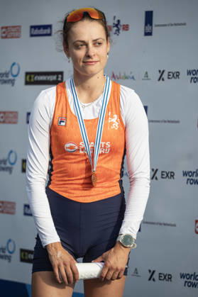 Amsterdam The Netherlands 27th August 2026 2026 World Rowing Championships on the Bosbaan in Amsterdam Lightweight Women s Single Sculls Final A (Final) Medal ceremony Femke Van De Vliet (NED) wins bronze. watersport,
