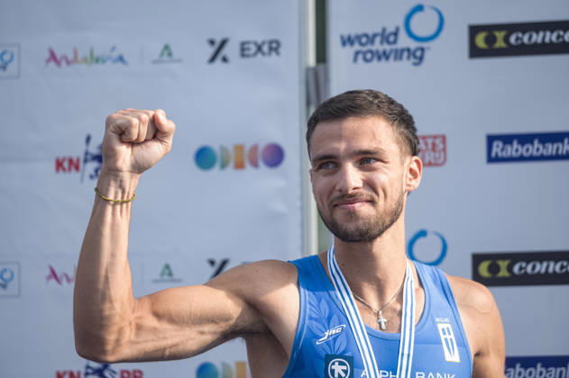 Amsterdam The Netherlands 27th August 2026 2026 World Rowing Championships on the Bosbaan in Amsterdam Lightweight Men s Single Sculls Final A (Final) Petros Gkaidatzis (GRE) wins gold watersport,