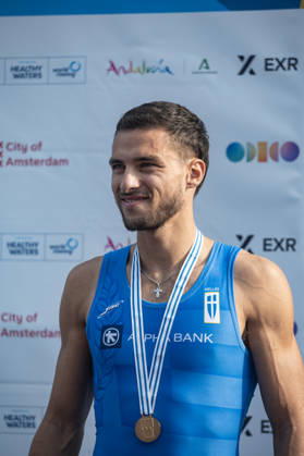 Amsterdam The Netherlands 27th August 2026 2026 World Rowing Championships on the Bosbaan in Amsterdam Lightweight Men s Single Sculls Final A (Final) Petros Gkaidatzis (GRE) wins gold watersport,