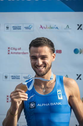 Amsterdam The Netherlands 27th August 2026 2026 World Rowing Championships on the Bosbaan in Amsterdam Lightweight Men s Single Sculls Final A (Final) Petros Gkaidatzis (GRE) wins gold watersport,