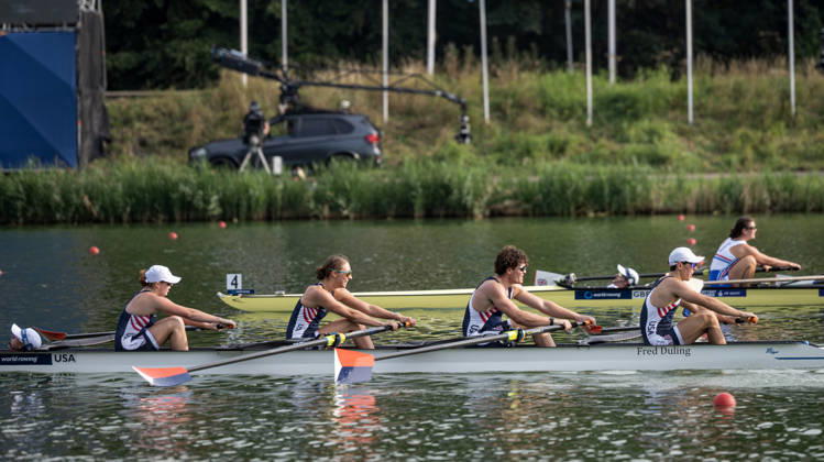 Amsterdam The Netherlands 27th August 2026 2026 World Rowing Championships on the Bosbaan in Amsterdam PR3 Mixed Coxed Four Final A (Final) B Gabriella Bigler 2 Skylar Dahl 3 Maxwell Allemeier S Alex Flynn C Hannah Diaz (USA) watersport,