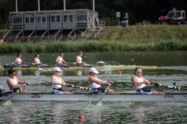 Amsterdam The Netherlands 27th August 2026 2026 World Rowing Championships on the Bosbaan in Amsterdam PR3 Mixed Coxed Four Final A (Final) B Eva David 2 Helene Balzac 3 Gregoire Bireau S Laurent Cadot C Maiwenn Dumont watersport,
