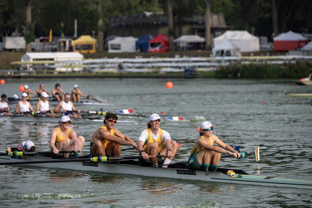 Amsterdam The Netherlands 27th August 2026 2026 World Rowing Championships on the Bosbaan in Amsterdam PR3 Mixed Coxed Four Final A (Final) B Susannah Lutze 2 Tobiah Goffsassen 3 Cormac Hayes S Wallis Russell C Hannah Cowap watersport,