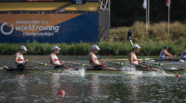 Amsterdam The Netherlands 27th August 2026 2026 World Rowing Championships on the Bosbaan in Amsterdam Men s Quadruple Sculls Semifinal 2 (Semifinal) B Marc Weber 2 Felix Heinrich 3 Jonas Gelsen S Ole Hohensee (GER) watersport,