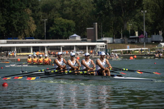 Amsterdam The Netherlands 27th August 2026 2026 World Rowing Championships on the Bosbaan in Amsterdam Men s Quadruple Sculls Semifinal 2 (Semifinal) B Mihaita Vasile Tiganescu 2 Alexandru Gherasim 3 Florin Bogdan Horodisteanu S Ioan Prundeanu (ROU) watersport,