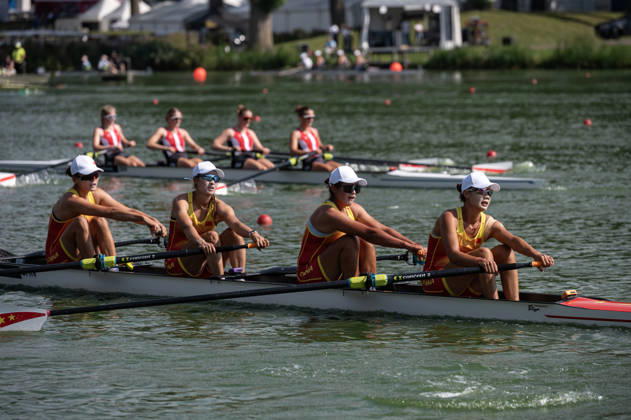 Amsterdam The Netherlands 27th August 2026 2026 World Rowing Championships on the Bosbaan in Amsterdam Women s Four Semifinal 1 (Semifinal) B Shuxian Zhang 2 Duolei Li 3 Yangjing Zhang S Yaqi Liu (CHN) watersport,