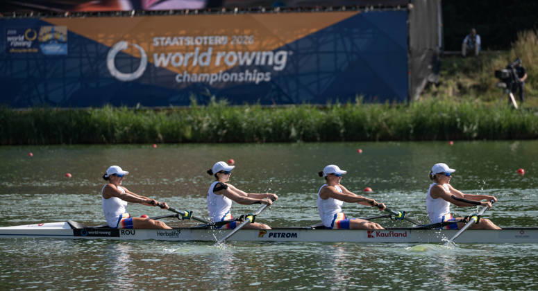 Amsterdam The Netherlands 27th August 2026 2026 World Rowing Championships on the Bosbaan in Amsterdam Women s Four Semifinal 2 (Semifinal) B Ancuta Bodnar 2 Maria Lehaci 3 Maria Magdalena Rusu S Geanina Dumitrita Juncanariu (ROU) watersport,