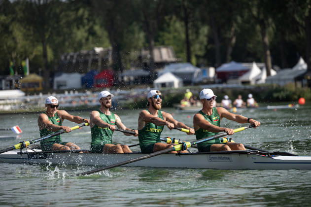 Amsterdam The Netherlands 27th August 2026 2026 World Rowing Championships on the Bosbaan in Amsterdam Men s Four Semifinal 1 (Semifinal) B Mantas Juskevicius 2 Saulius Ausbikavicius 3 Povilas Stankunas S Arnedas Kelmelis (LTU) watersport,