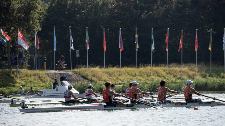 Amsterdam The Netherlands 27th August 2026 2026 World Rowing Championships on the Bosbaan in Amsterdam Men s Four Semifinal 2 (Semifinal) B Leonard Van Lierop 2 Gert-Jan Van Doorn 3 Eli Brouwer S Rik Rienks (NED) watersport,