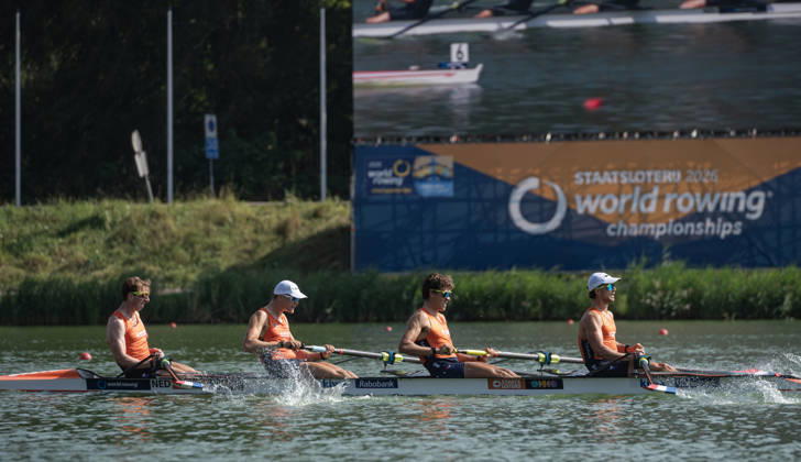 Amsterdam The Netherlands 27th August 2026 2026 World Rowing Championships on the Bosbaan in Amsterdam Men s Four Semifinal 2 (Semifinal) B Leonard Van Lierop 2 Gert-Jan Van Doorn 3 Eli Brouwer S Rik Rienks (NED) watersport,