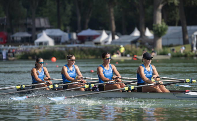 Amsterdam The Netherlands 27th August 2026 2026 World Rowing Championships on the Bosbaan in Amsterdam Women s Quadruple Sculls Semifinal 1 (Semifinal) B Zoi Fitsiou 2 Eleni Diavati 3 Varvara Lykomitrou S Christina Bourmpou (GRE) watersport,
