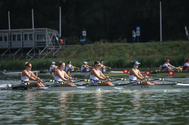 Amsterdam The Netherlands 27th August 2026 2026 World Rowing Championships on the Bosbaan in Amsterdam Women s Quadruple Sculls Semifinal 2 (Semifinal) B Milla Massemin 2 Violaine Aernoudts 3 Margaux Bailleul S Claire Bove (FRA) watersport,