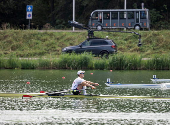 Amsterdam The Netherlands 27th August 2026 2026 World Rowing Championships on the Bosbaan in Amsterdam Lightweight Men s Single Sculls Final B (Final) Konrad Hultsch (AUT) watersport,