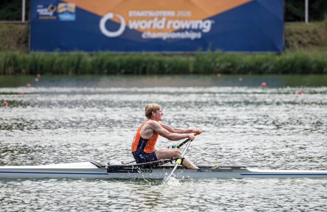Amsterdam The Netherlands 27th August 2026 2026 World Rowing Championships on the Bosbaan in Amsterdam Lightweight Men s Single Sculls Final B (Final) CORNELUS PALSMA (NED) watersport,