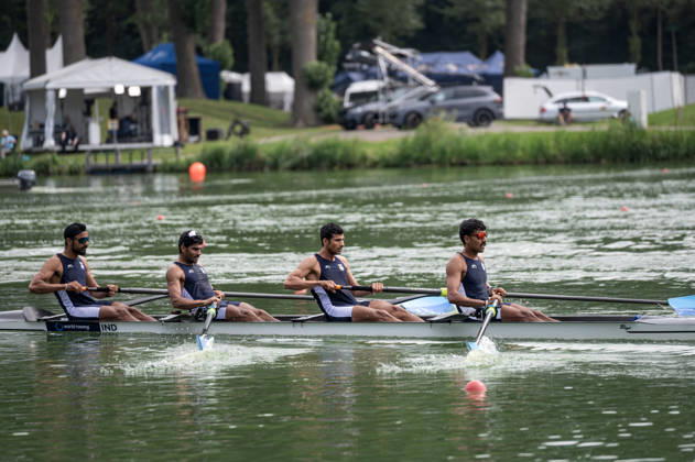 Amsterdam The Netherlands 27th August 2026 2026 World Rowing Championships on the Bosbaan in Amsterdam Men s Four Final C (Final) B Jaswinder Singh 2 Yogesh Kumar 3 Babu Lal Yadav S Nitin Kumar (IND) watersport,