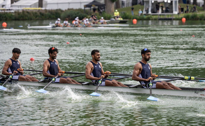 Amsterdam The Netherlands 27th August 2026 2026 World Rowing Championships on the Bosbaan in Amsterdam Men s Quadruple Sculls Final C (Final) B Balraj Panwar 2 Jakar Khan 3 Satnam Singh S Salman Khan (IND) watersport,