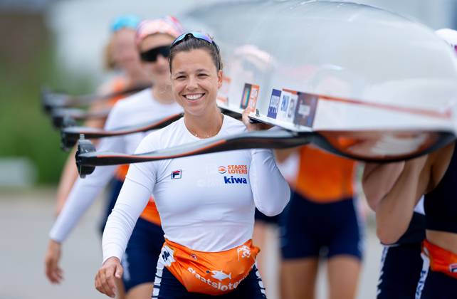 AMSTERDAM - Bente Paulis with the women s eight during a training session on the fifth day of the World Rowing Championships at the Bosbaan in the Amsterdam Forest. IRIS VAN DEN BROEK ANP xVIxANPxSportx xxANPxIVx 566422097 originalFilename: 566422097.jpg