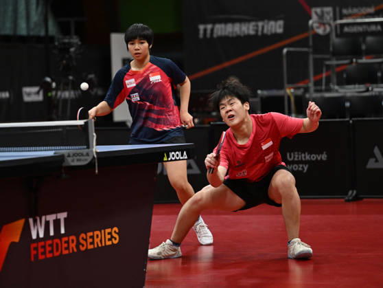 Final of mixed doubles of Table tennis, Tischtennis during the WTT Feeder Olomouc, Czech Republic, August 28, 2026. From left Loy Ming Ying and Quek Izaac of Singapore. (CTKxPhoto LudekxPerina) CTKPhotoP2026082804260  CTKPhotoP2026082804260