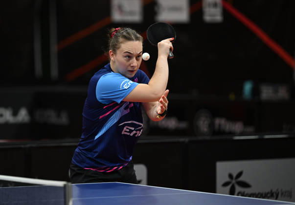 Final of mixed doubles of Table tennis, Tischtennis during the WTT Feeder Olomouc, Czech Republic, August 28, 2026. From left Natalia Bajorova of Poland (pictured), Lubomir Pistej od Slovakia. (CTKxPhoto LudekxPerina) CTKPhotoP2026082804409  CTKPhotoP2026082804409