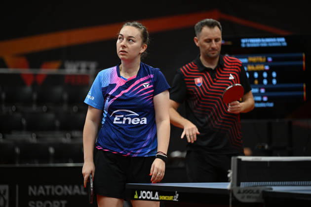 Final of mixed doubles of Table tennis, Tischtennis during the WTT Feeder Olomouc, Czech Republic, August 28, 2026. From left Natalia Bajorova of Poland, Lubomir Pistej od Slovakia. (CTKxPhoto LudekxPerina) CTKPhotoP2026082804420  CTKPhotoP2026082804420