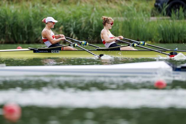 AMSTERDAM - Lisa Gutfleisch and Sarah Wibberenz (GER) during the B-final of the women s double sculls on the fifth day of the World Rowing Championships at the Bosbaan in the Amsterdam Forest. IRIS VAN DEN BROEK ANP xVIxANPxSportx xxANPxIVx 566428862 originalFilename: 566428862.jpg
