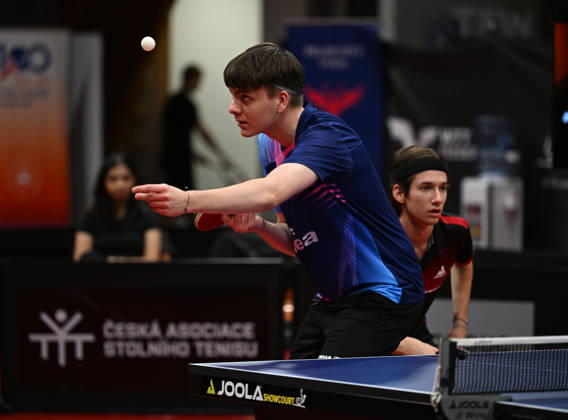 From left Mateusz Zalewski of Poland and David Szantosi of Hungary in action during the match against Ankur Bhattacharjee and Akash Pal of India during the men s doubles Table tennis, Tischtennis final at the WTT Feeder in Olomouc, Czech Republic, on August 28, 2026. (CTKxPhoto LudekxPerina) CTKPhotoP2026082806287  CTKPhotoP2026082806287