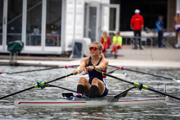 RECORD DATE NOT STATED 28th August 2026; Bosbaan, Amsterdam, Holland, Netherlands; 2026 World Rowing Championships, Day Five; Quarterfinal; United States Womens Single Sculls (W1x) with Lauren OConnor cools down after the race AnthonyxBenoit