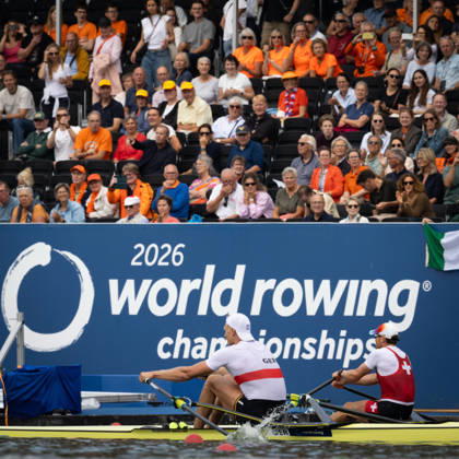 RECORD DATE NOT STATED 28th August 2026; Bosbaan, Amsterdam, Holland, Netherlands; 2026 World Rowing Championships, Day Five; Quarterfinal; Germany Mens Single Sculls (M1x) with Oliver Zeidler battles with Switzerland Mens Single Sculls (M1x) with Kai Schaetzle AnthonyxBenoit