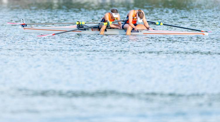 AMSTERDAM - Roos de Jong and Benthe Boonstrs after the women s double sculls final on the fifth day of the World Rowing Championships at the Bosbaan in the Amsterdam Forest. IRIS VAN DEN BROEK ANP xVIxANPxSportx xxANPxIVx 566444389 originalFilename: 566444389.jpg