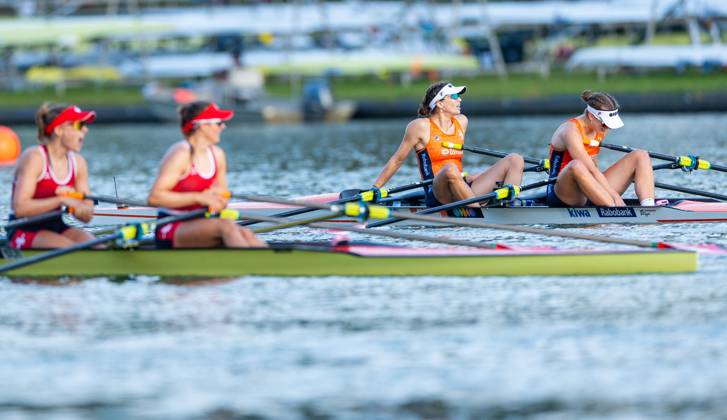 AMSTERDAM - Roos de Jong and Benthe Boonstrs after the women s double sculls final on the fifth day of the World Rowing Championships at the Bosbaan in the Amsterdam Forest. IRIS VAN DEN BROEK ANP xVIxANPxSportx xxANPxIVx 566444423 originalFilename: 566444423.jpg